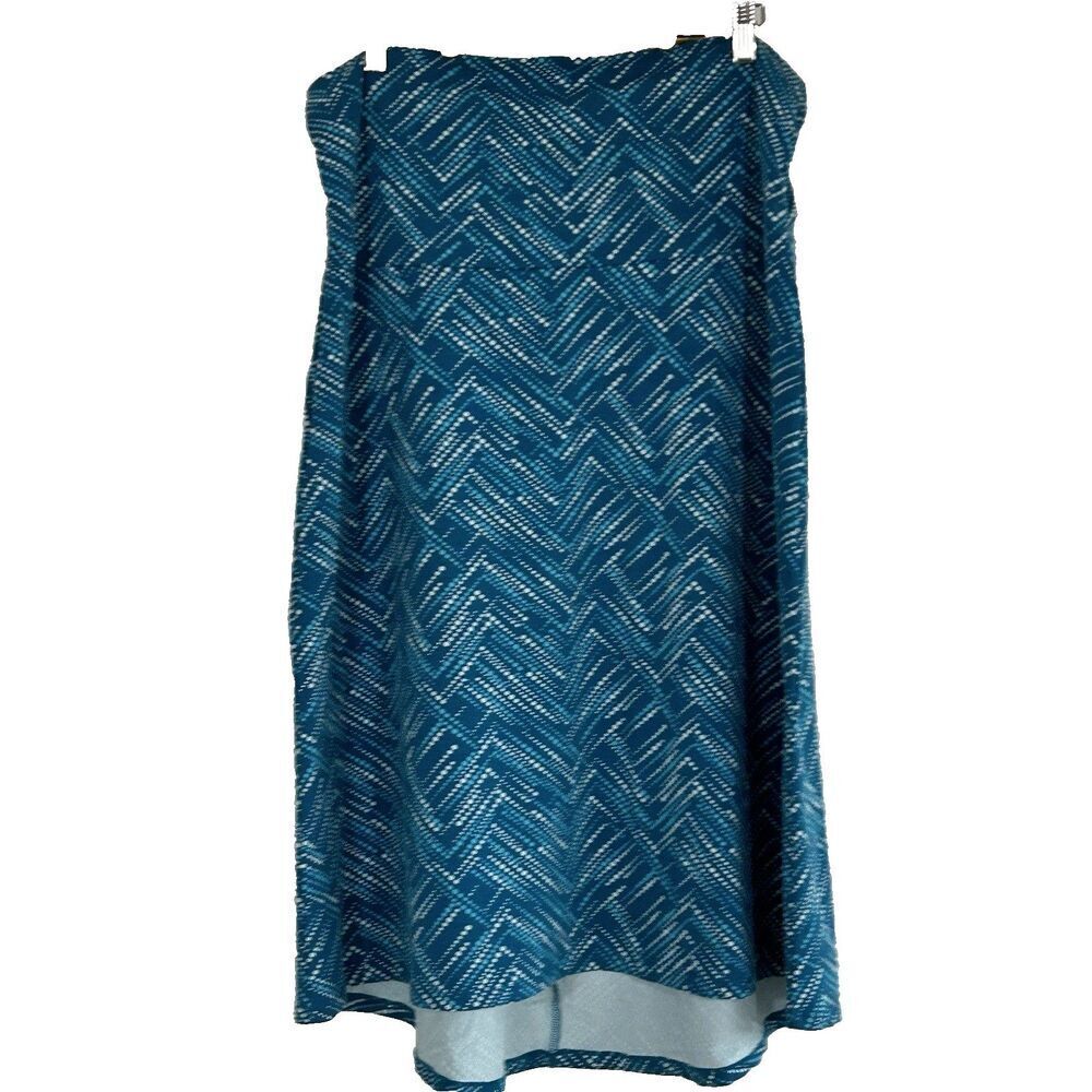Eddie Bauer Travex Midi Skirt Size XL High Low Hem Blue Dot Print  Comfort